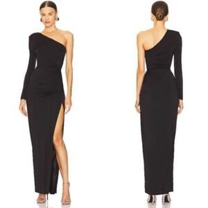 Michael Costello X Revolve Gilly Maxi Dress Women's Size XS Black One Shoulder